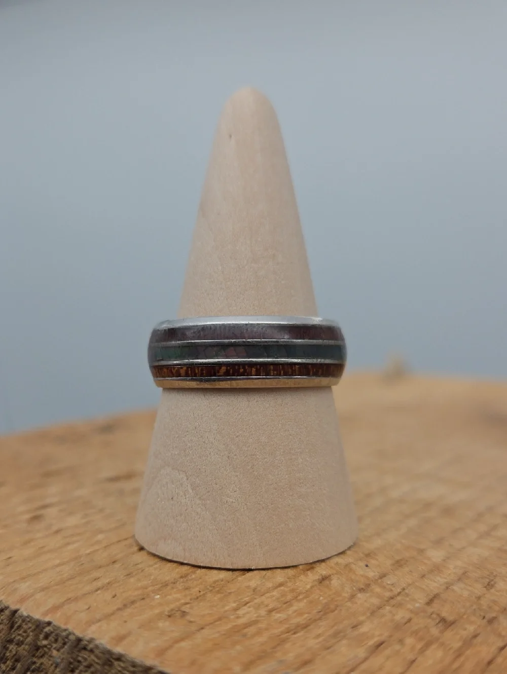 Koa‎ Wood Tungsten Abalone Hawaiian Men's Ring Size 10.5